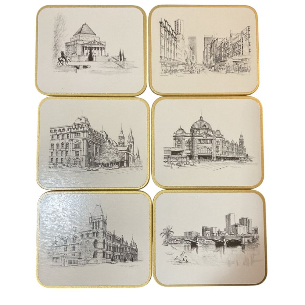 NIB Jason Melbourne Australia Coasters With Box Set Of 6 Iconic Architecture